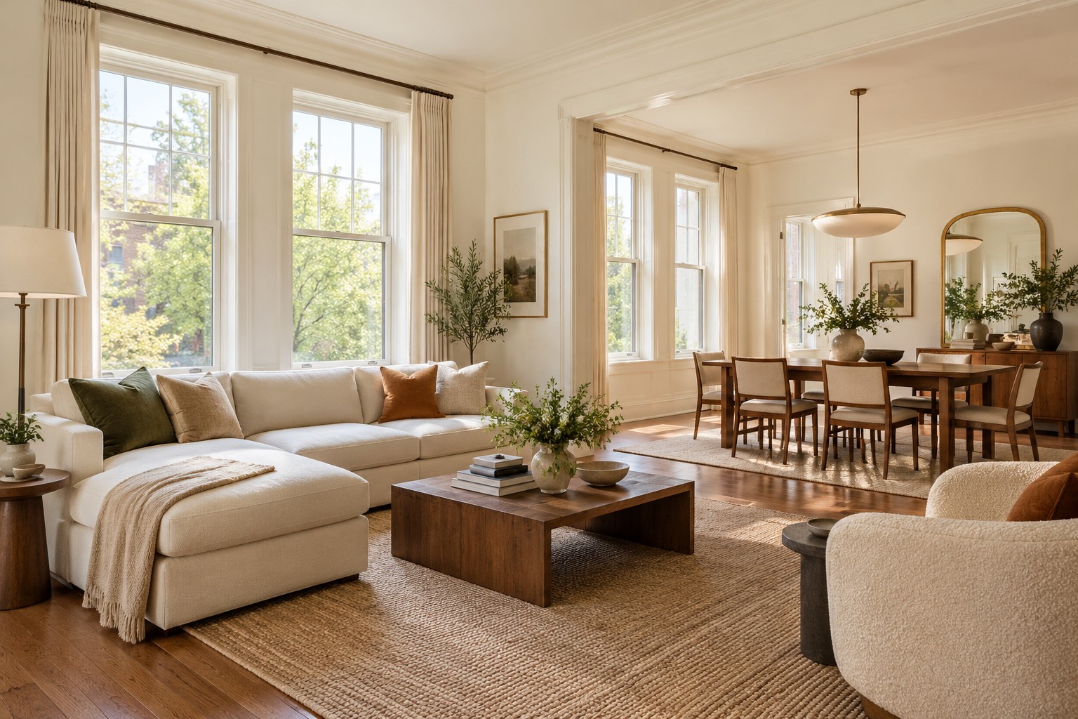 Illustrative spacious apartment living area